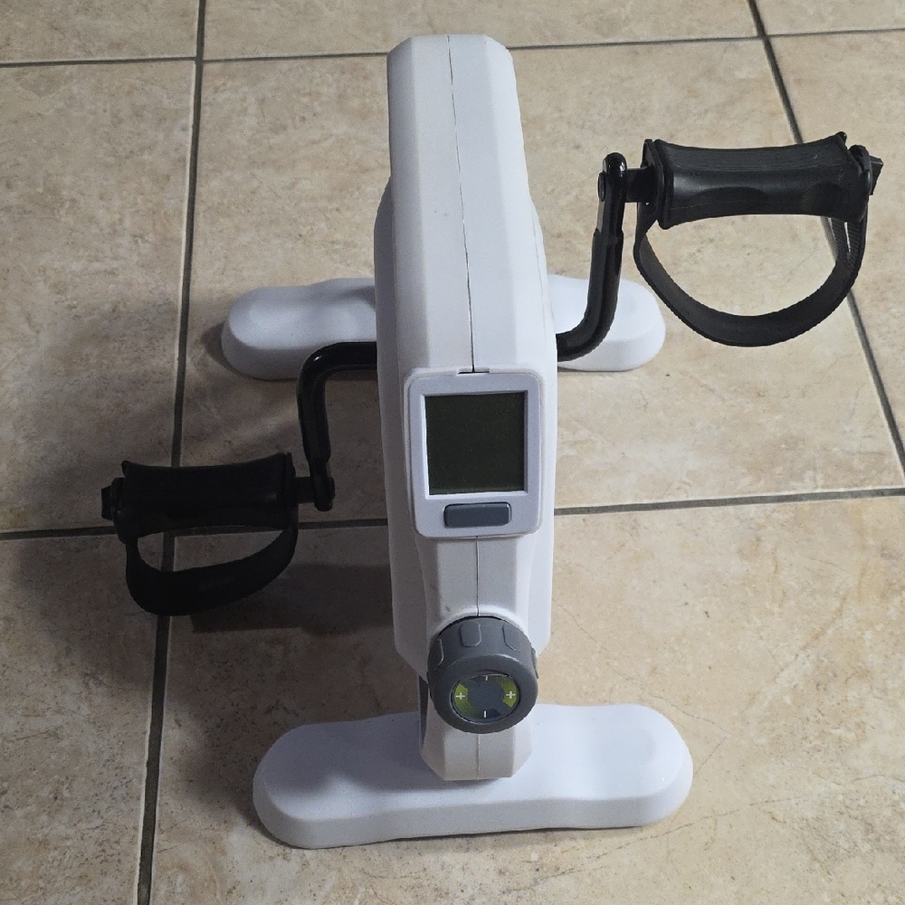 Compact White Under-Desk Pedal Exerciser with LCD Display